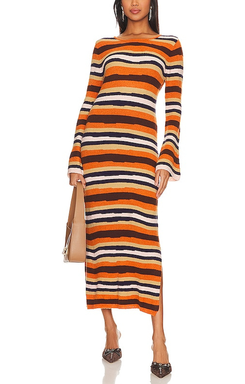 Callahan Striped Multi Luisa Midi Dress Size XS
